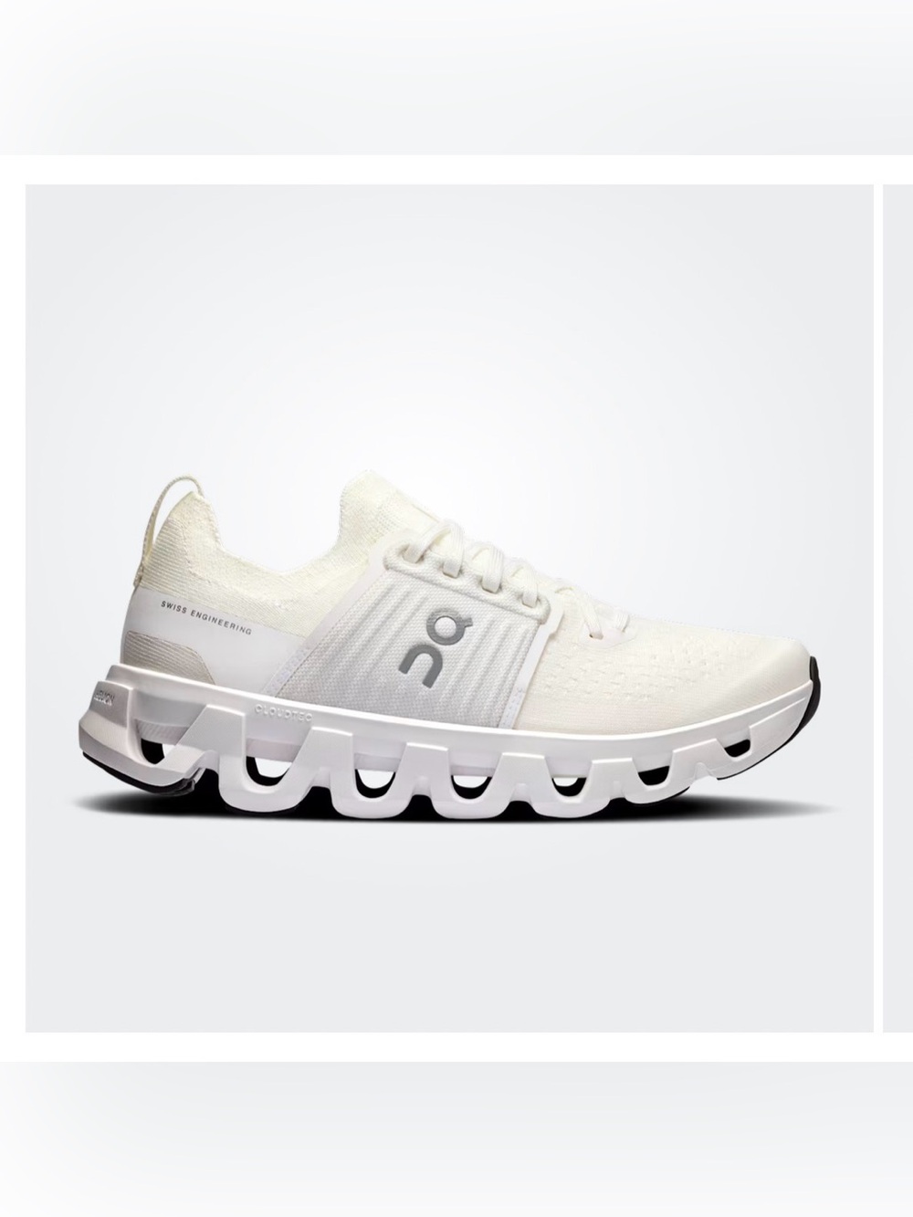 On Running White/ Off White Cloudswift 4 Knit Runner Lace up Shoes size 8 Helion - Picture 3 of 15